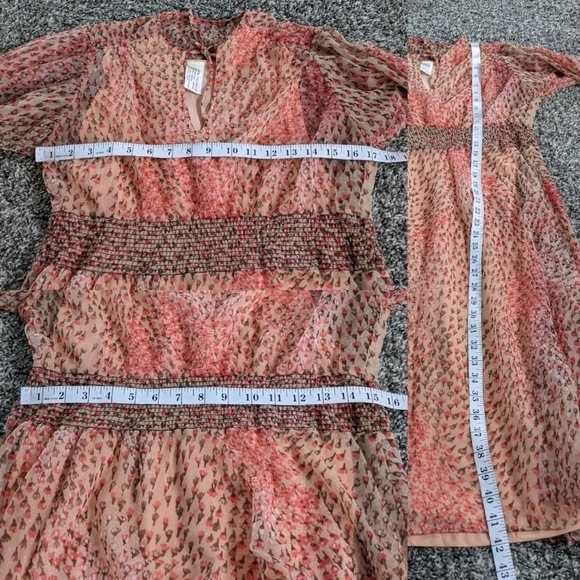 Vintage Liz Roberts peach floral tie neck dress 8 - Picture 8 of 8